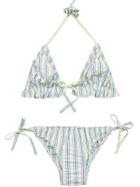 Striped Tie-Side Triangle Bikini - Multicolor
